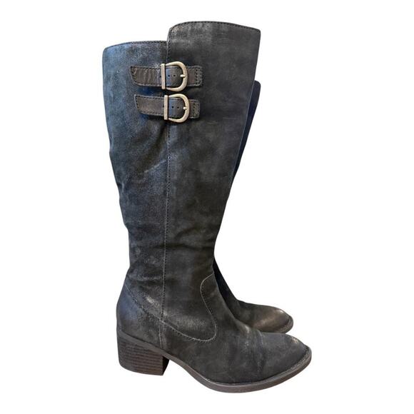 Born Basil Knee High Riding Boot Black Women size 8.5 WIDE CALF - Picture 1 of 10